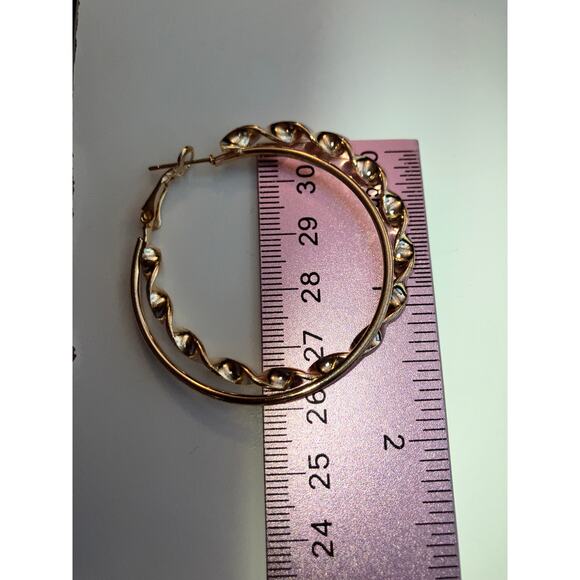 NWT! Large Sized Thin Hoop & Wavy Hoop Hinged Gold-Tone 1/75" Earrings! - Picture 8 of 8